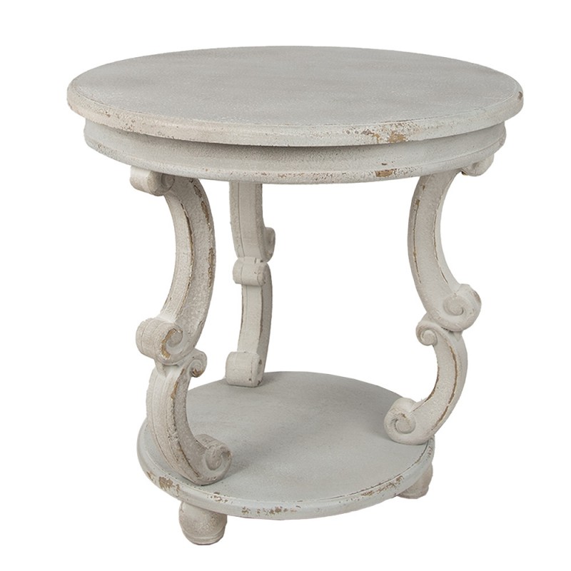 Clayre & Eef 5H0675 Bijzettafel Ø 66x64 Cm Grijs Hout Rond Plantentafel