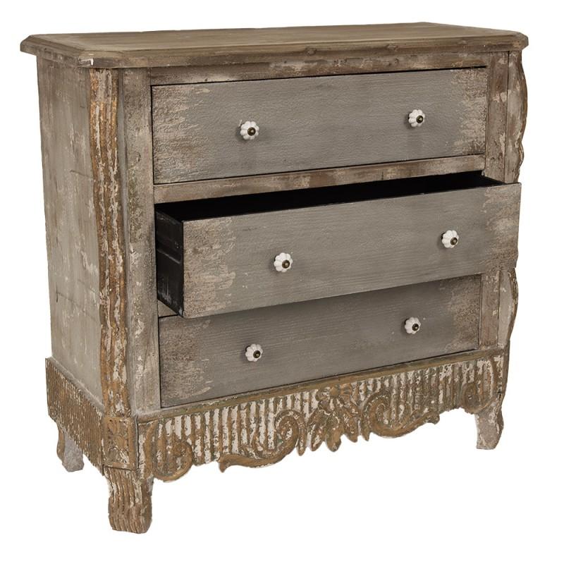 Clayre & Eef 5H0677 Dressoir 92x40x86 Cm Bruin Beige Hout Ladekast