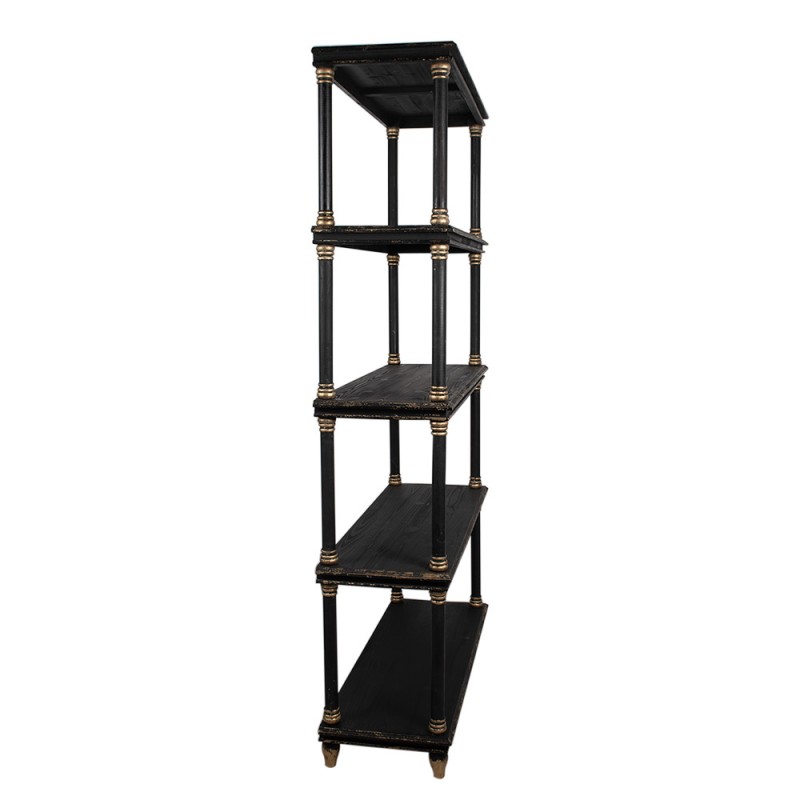 Clayre & Eef 5H0697Z Boekenkast 110x40x210 Cm Zwart Hout Vakkenkast