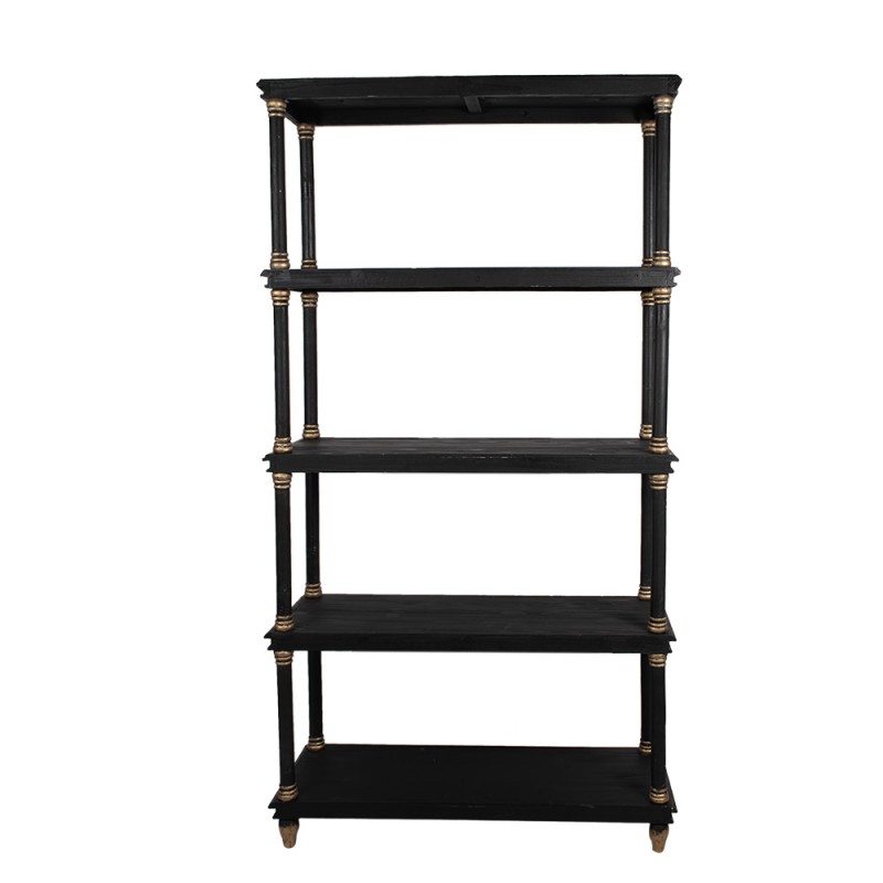 Clayre & Eef 5H0697Z Boekenkast 110x40x210 Cm Zwart Hout Vakkenkast