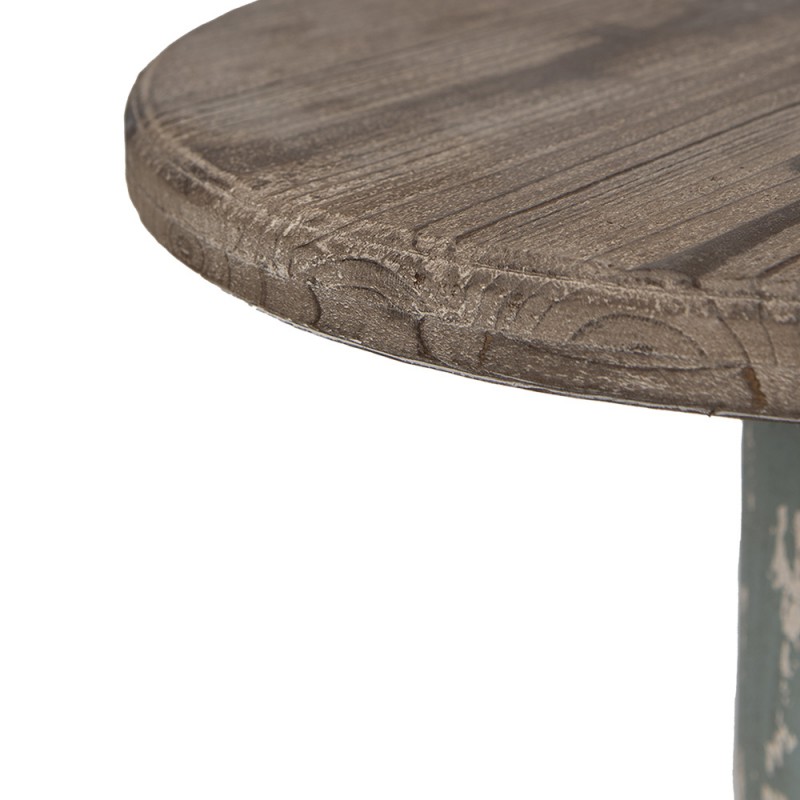 Clayre & Eef 5H0704 Bijzettafel Ø 48x65 Cm Bruin Grijs Hout Rond