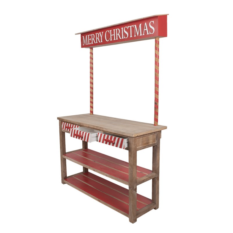 Clayre & Eef 5H0712 Sidetable 120x47x180 Cm Rood Bruin Hout Kerstdecoratie