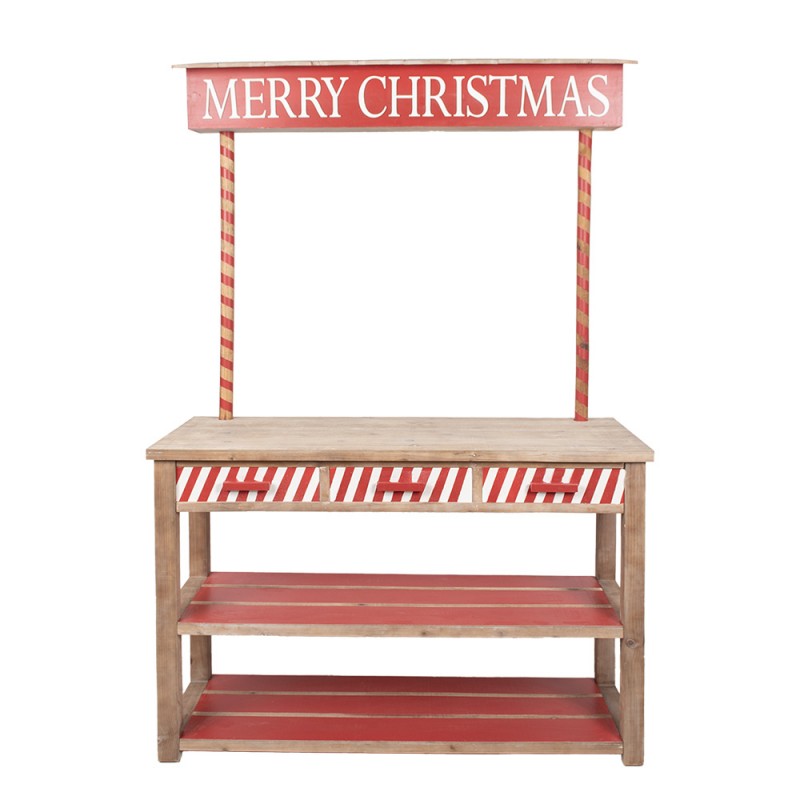 clayre & eef 5H0712 Sidetable 120x47x180 cm Rood Bruin Hout Kerstdecoratie