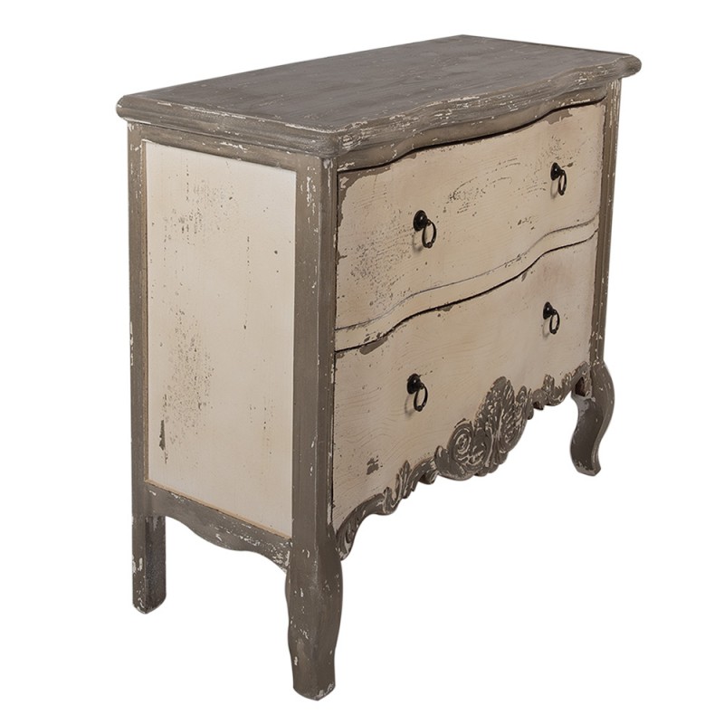 Clayre & Eef 5H0714 Dressoir 95x40x82 Cm Grijs Beige Hout