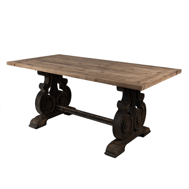 Clayre & Eef 5H0715 Eettafel 180x90x78 Cm Bruin Zwart Hout