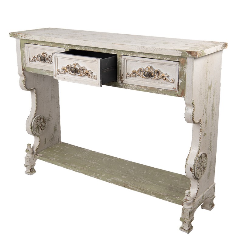 Clayre & Eef 5H0735 Sidetable 129x36x99 Cm Wit Groen Hout