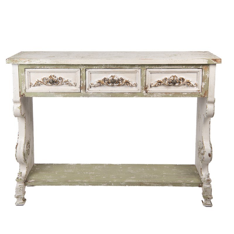 clayre & eef 5H0735 Sidetable 129x36x99 cm Wit Groen Hout