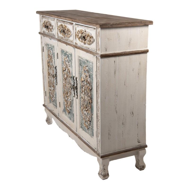 Clayre & Eef 5H0736 Dressoir 126x40x112 Cm Wit Bruin Hout