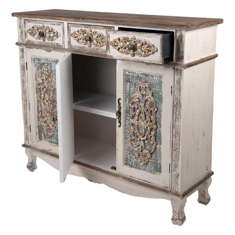 Clayre & Eef 5H0736 Dressoir 126x40x112 Cm Wit Bruin Hout