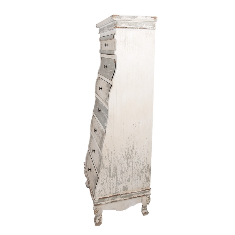 Clayre & Eef 5H0737 Ladekast 56x43x145 Cm Wit Grijs Hout