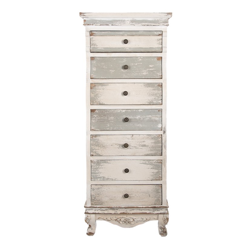 clayre & eef 5H0737 Ladekast 56x43x145 cm Wit Grijs Hout