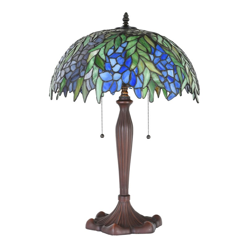 Clayre & Eef 5LL-1216 Tiffany Tafellamp Ø 41x60 Cm Groen Glas Tiffany Bureaulamp
