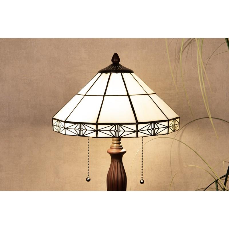 Clayre & Eef 5LL-3087 Lampenkap Tiffany Ø 32x16 Cm Beige Glas Driehoek Glazen Lampenkap