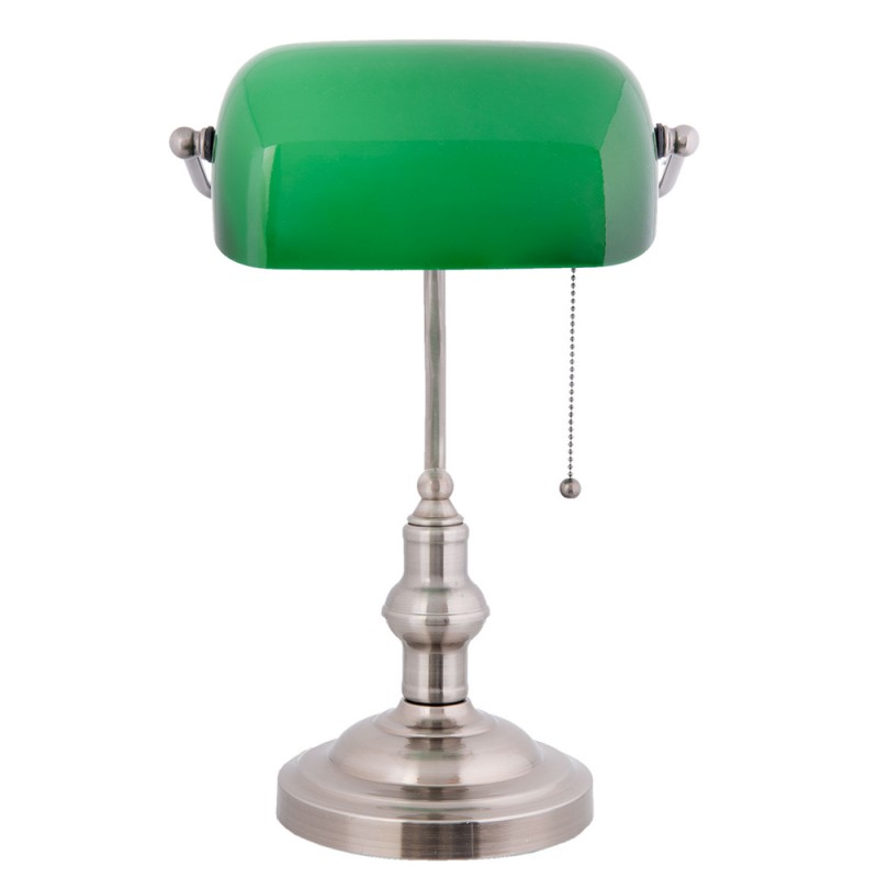 Clayre & Eef 5LL-5100 Bureaulamp Bankierslamp 27x17x41 Cm Groen Metaal Tafellamp