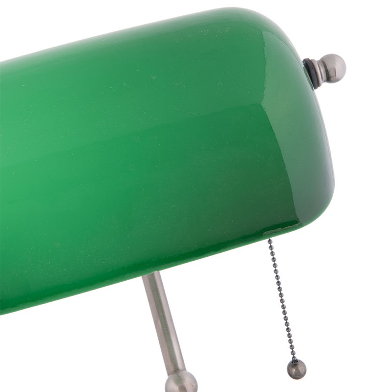 Clayre & Eef 5LL-5100 Bureaulamp Bankierslamp 27x17x41 Cm Groen Metaal Tafellamp