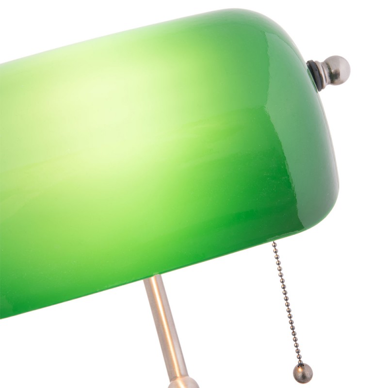 Clayre & Eef 5LL-5100 Bureaulamp Bankierslamp 27x17x41 Cm Groen Metaal Tafellamp
