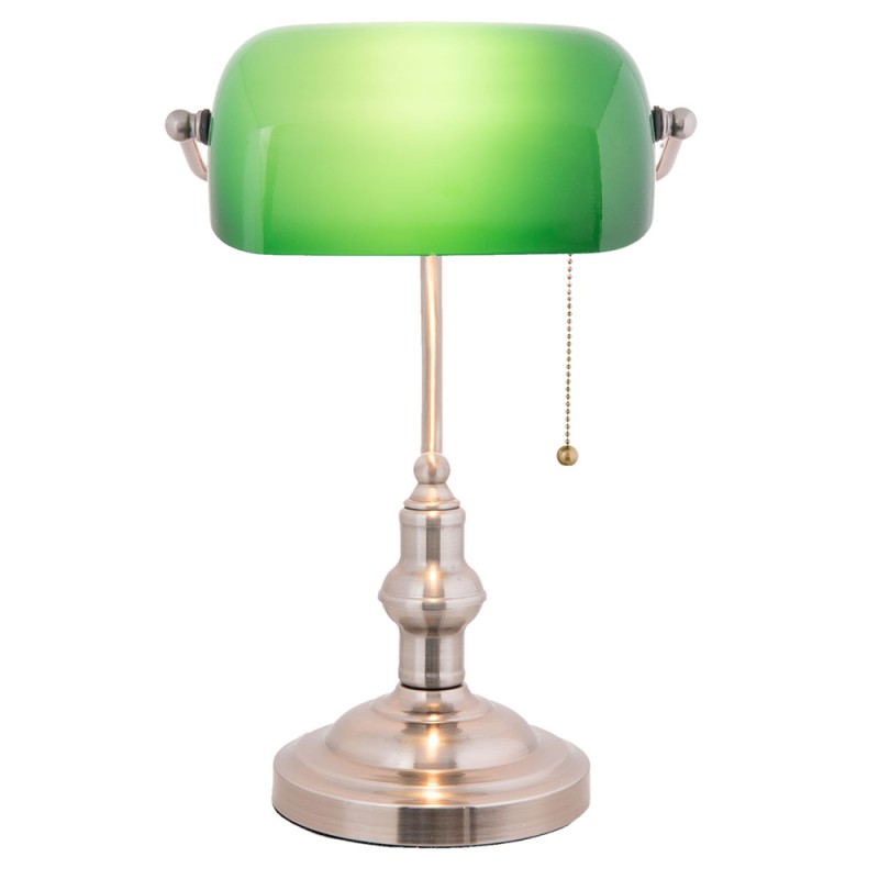 clayre & eef 5LL-5100 Bureaulamp Bankierslamp 27x17x41 cm Groen Metaal Tafellamp