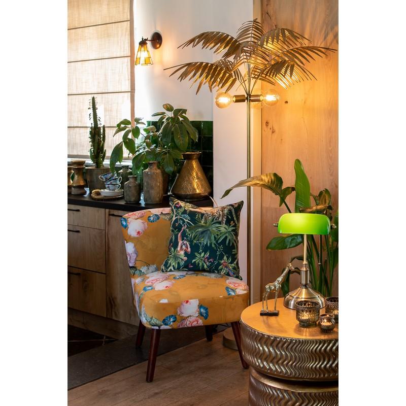 Clayre & Eef 5LL-5104 Bureaulamp Bankierslamp 27x17x41 Cm Groen Goudkleurig Metaal Tafellamp