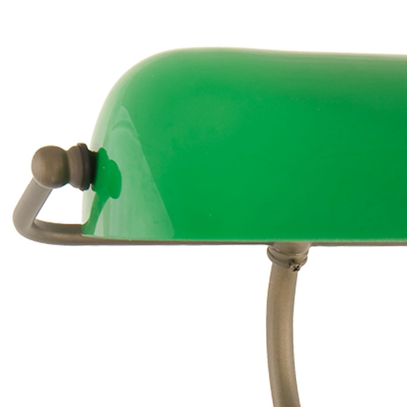 Clayre & Eef 5LL-5125 Bureaulamp Ø 27x40 Cm Groen Bruin Metaal Tafellamp