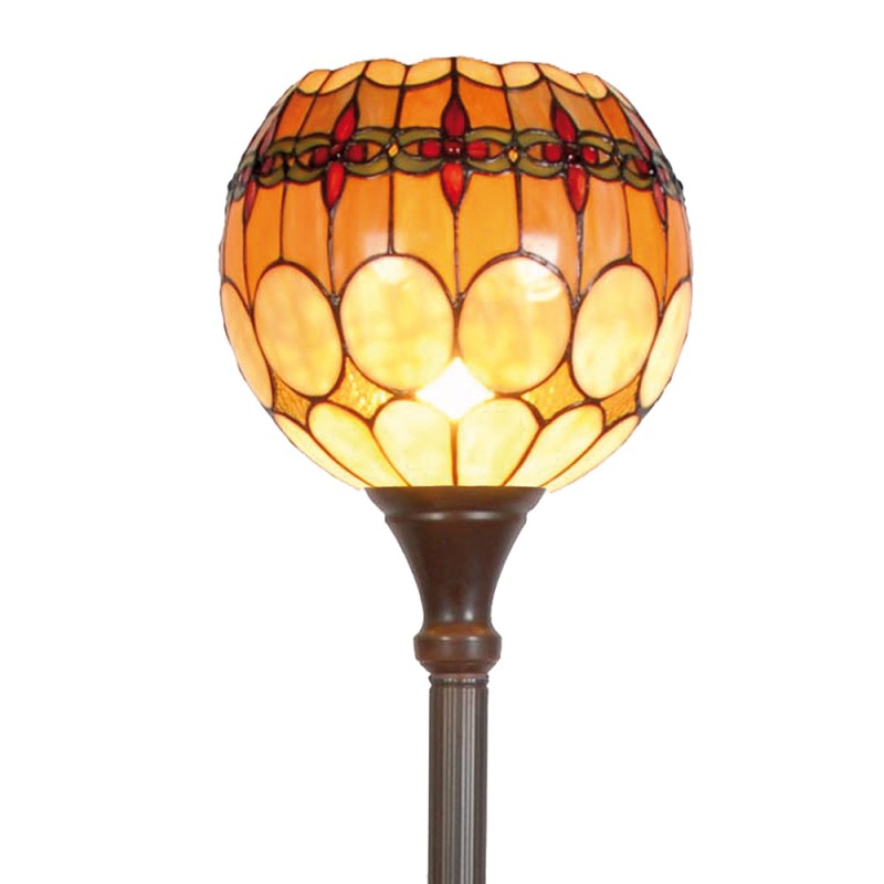 Clayre & Eef 5LL-5316 Tiffany Vloerlamp Ø 27x184 Cm Bruin Geel Glas Rond Staande Lamp
