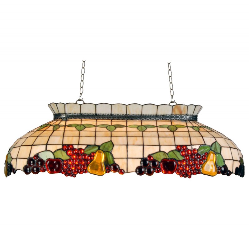 clayre & eef 5LL-5321 Hanglamp Tiffany 94x41x115 cm Beige Rood Metaal Fruit Rechthoek Hanglamp Eettafel