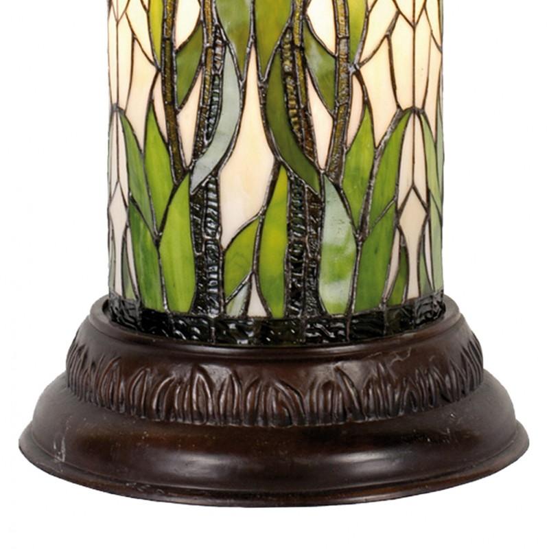 Clayre & Eef 5LL-5539 Zuil Tiffany Ø 31x78 Cm Groen Wit Glas Bloemen Rond Bureaulamp Tiffany