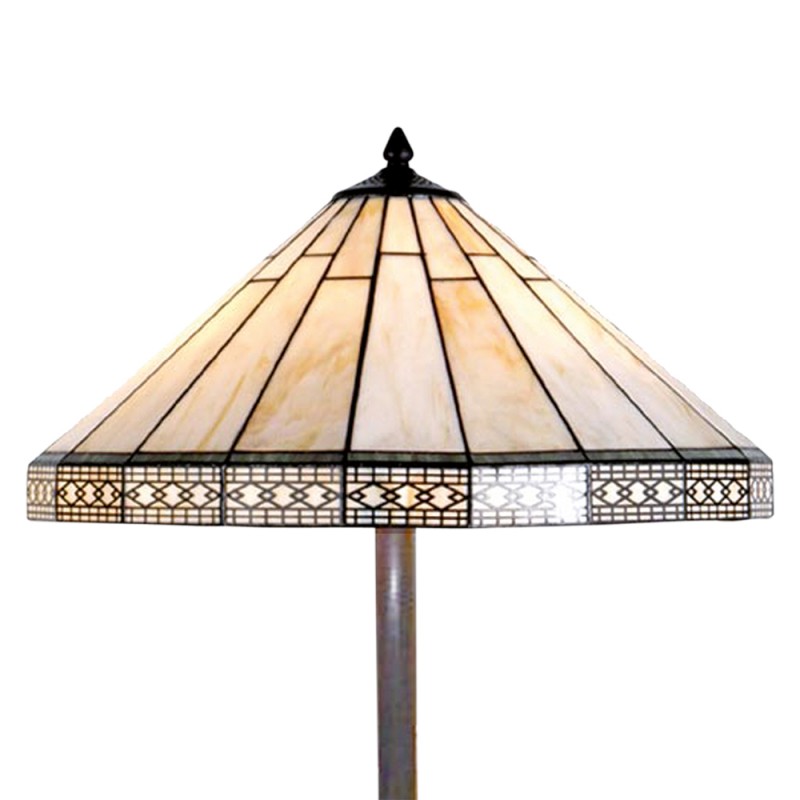 Clayre & Eef 5LL-5564 Tiffany Vloerlamp Ø 50x164 Cm Beige Glas Driehoek Staande Lamp