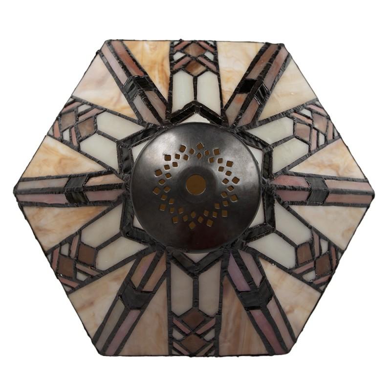 Clayre & Eef 5LL-5596 Lampenkap Tiffany Ø 25x25 Cm Beige Glas