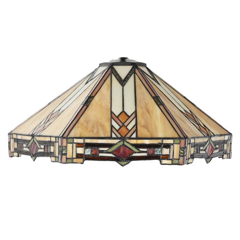 Clayre & Eef 5LL-5597 Lampenkap Tiffany Ø 50x25 Cm Beige Glas