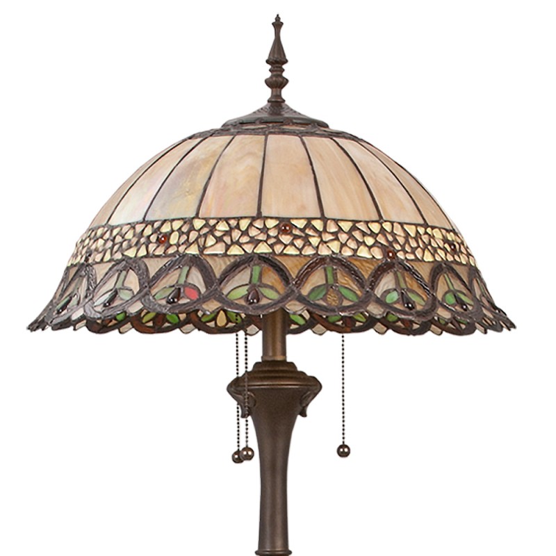 Clayre & Eef 5LL-5681 Tiffany Vloerlamp Ø 50x165 Cm Beige Bruin Metaal Staande Lamp