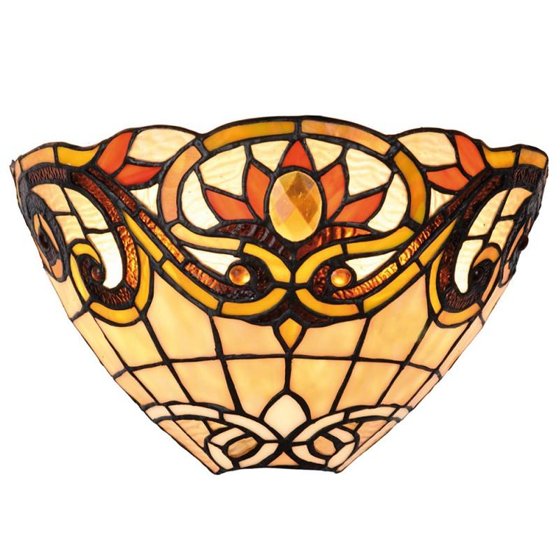 clayre & eef 5LL-5778 Wandlamp Tiffany 30x15x20 cm Geel Bruin Metaal Driehoek Muurlamp