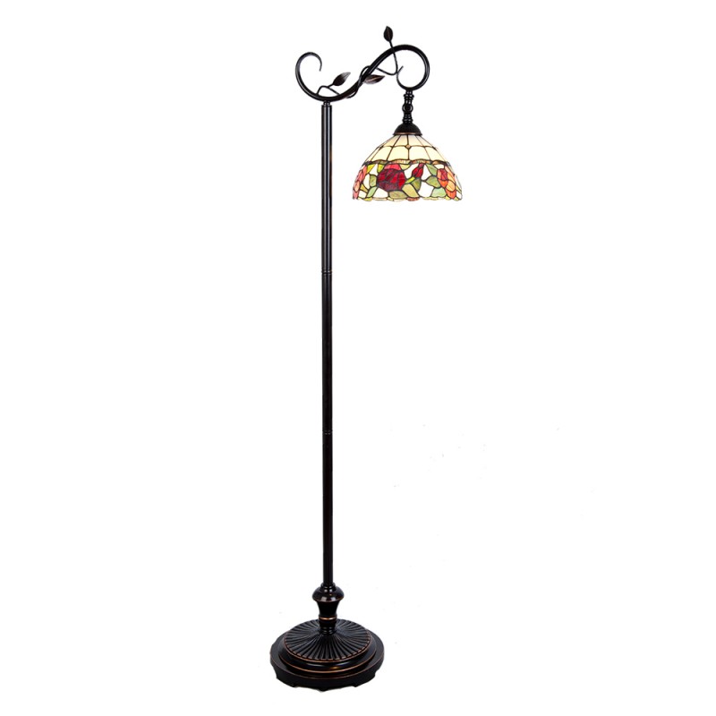 Clayre & Eef 5LL-5786 Tiffany Vloerlamp 40x27x152 Cm Bruin Glas Bloemen Staande Lamp