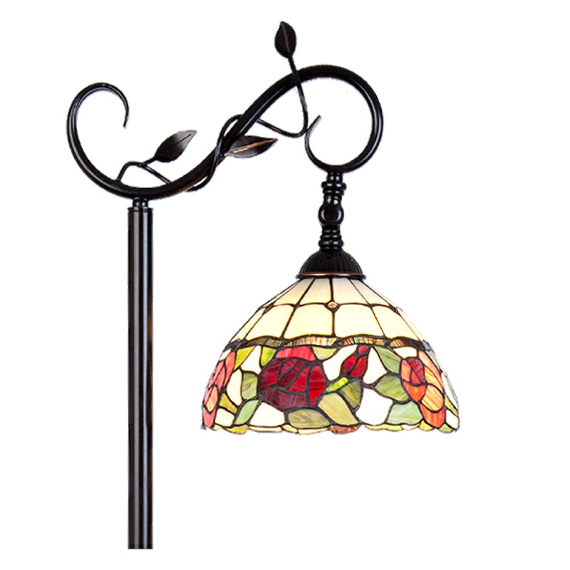 Clayre & Eef 5LL-5786 Tiffany Vloerlamp 40x27x152 Cm Bruin Glas Bloemen Staande Lamp