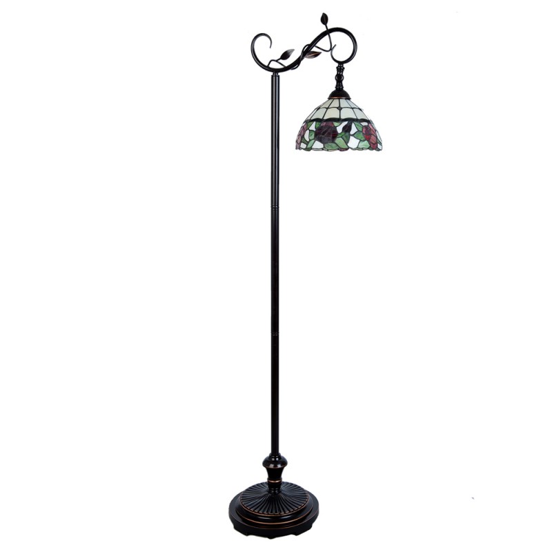 Clayre & Eef 5LL-5786 Tiffany Vloerlamp 40x27x152 Cm Bruin Glas Bloemen Staande Lamp