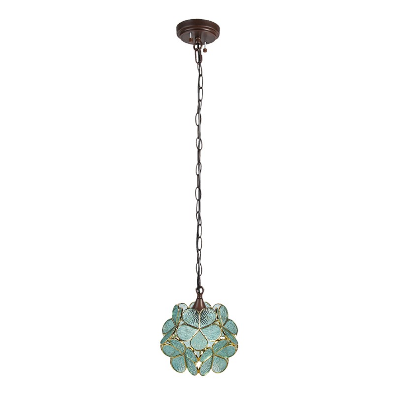 Clayre & Eef 5LL-6094 Hanglamp Tiffany 21x21x17/90 Cm Groen Glas Hanglamp Eettafel