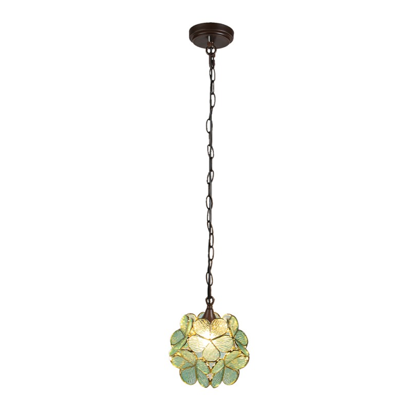Clayre & Eef 5LL-6094 Hanglamp Tiffany 21x21x17/90 Cm Groen Glas Hanglamp Eettafel