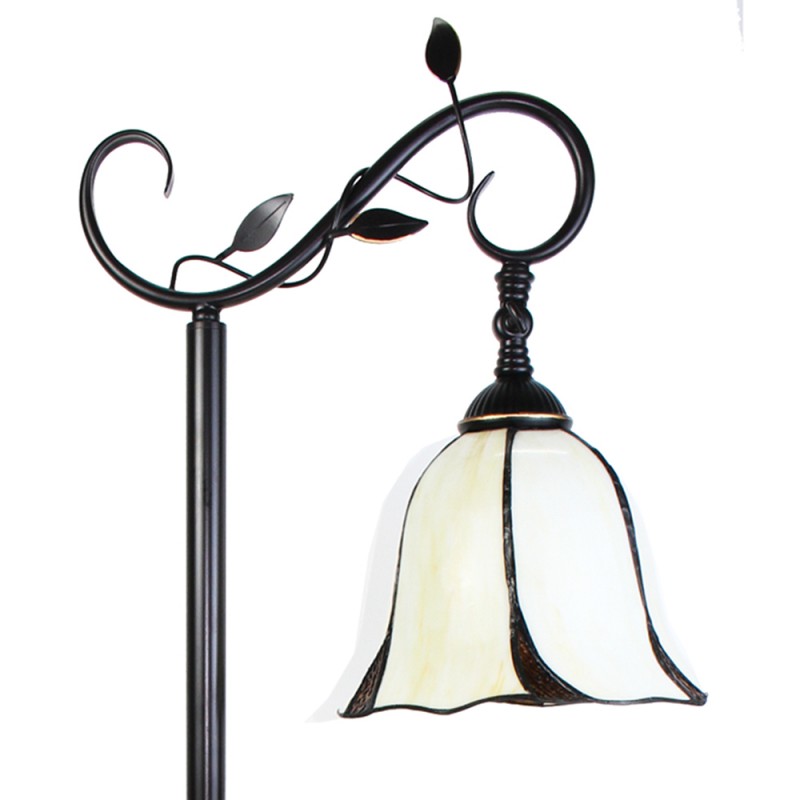 Clayre & Eef 5LL-6240 Tiffany Vloerlamp 152 Cm Wit Bruin Polyresin Staande Lamp