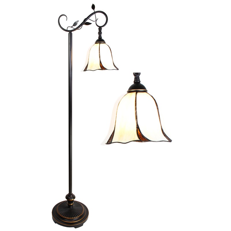 clayre & eef 5LL-6240 Tiffany Vloerlamp 152 cm Wit Bruin Polyresin Staande Lamp