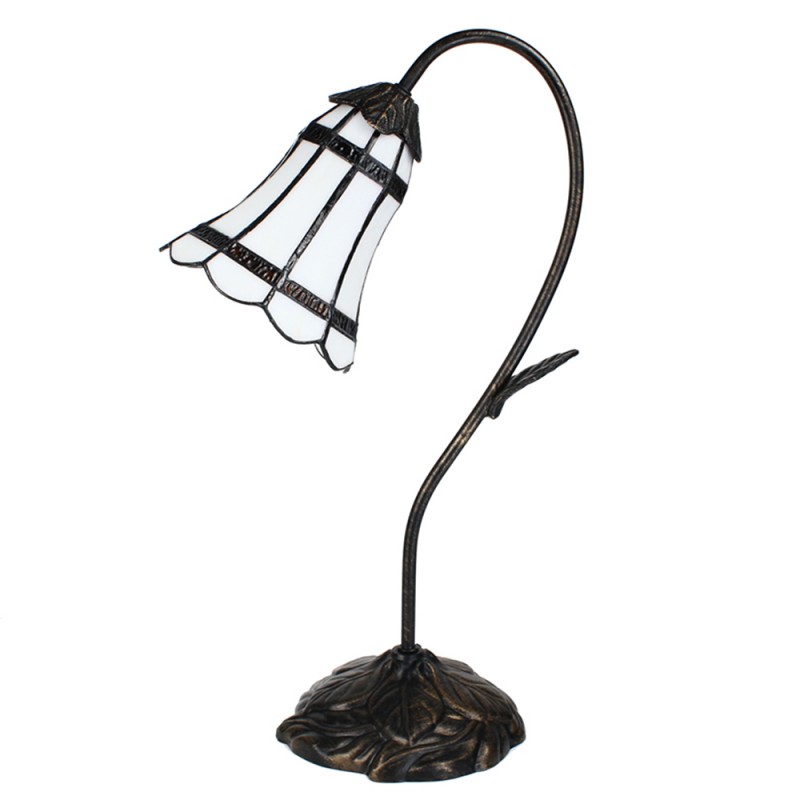 Clayre & Eef 5LL-6250 Tiffany Tafellamp 48 Cm Bruin Wit Polyresin Tiffany Bureaulamp