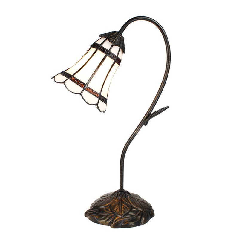 clayre & eef 5LL-6250 Tiffany Tafellamp 48 cm Bruin Wit Polyresin Tiffany Bureaulamp