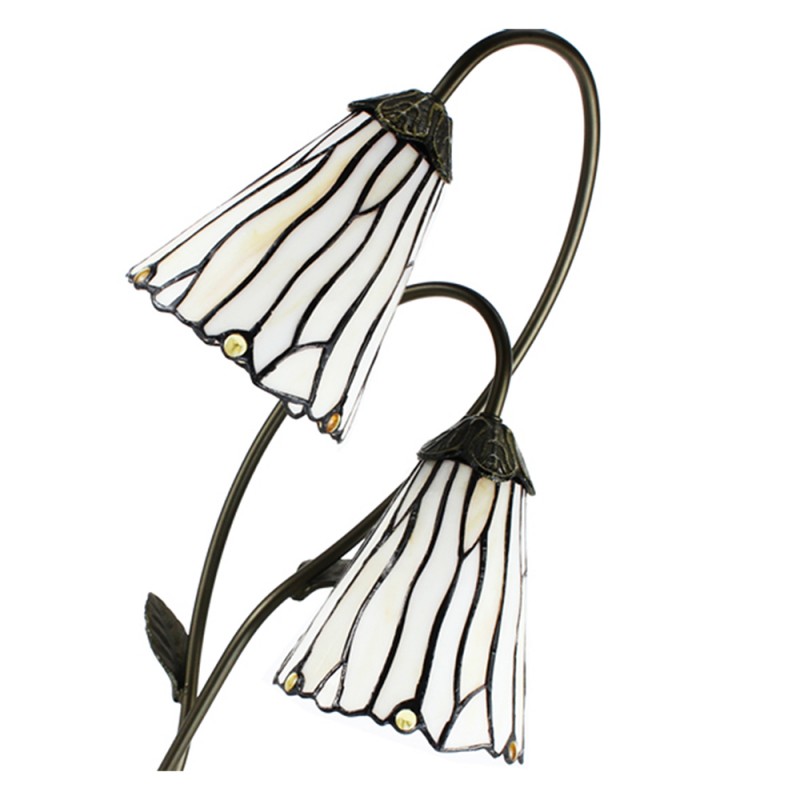 Clayre & Eef 5LL-6252 Tiffany Tafellamp 61 Cm Bruin Wit Polyresin Tiffany Bureaulamp