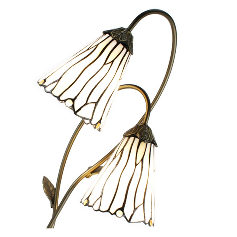 Clayre & Eef 5LL-6252 Tiffany Tafellamp 61 Cm Bruin Wit Polyresin Tiffany Bureaulamp