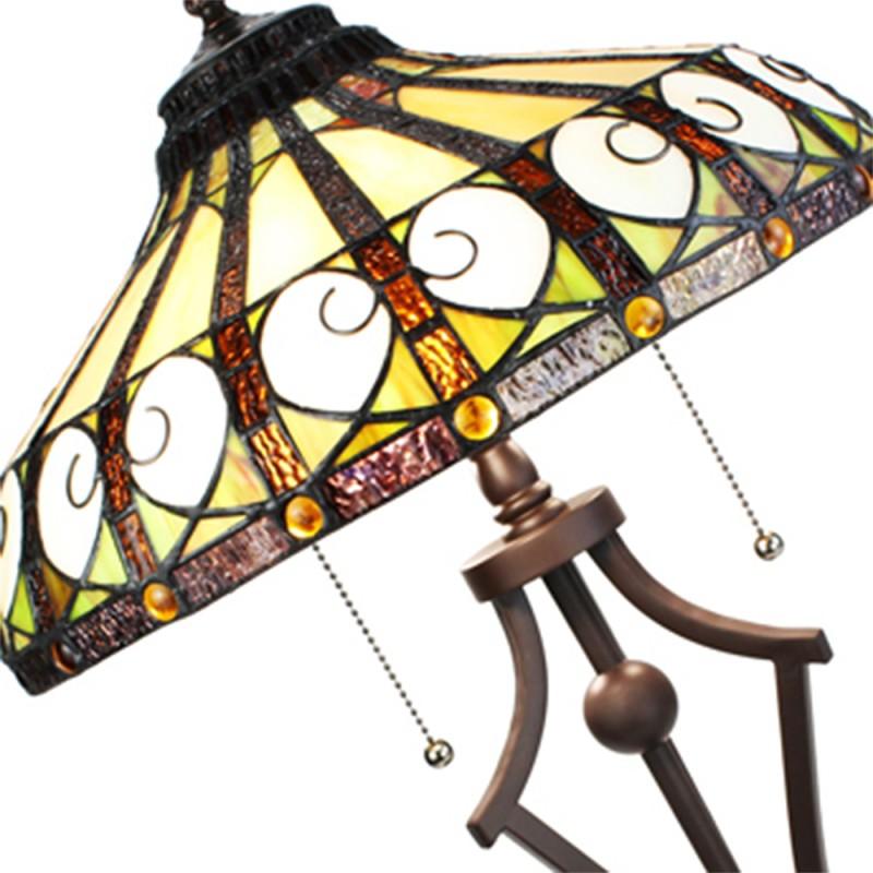 Clayre & Eef 5LL-6278 Tiffany Tafellamp Ø 41x64 Cm Beige Groen Glas Rond Tiffany Bureaulamp