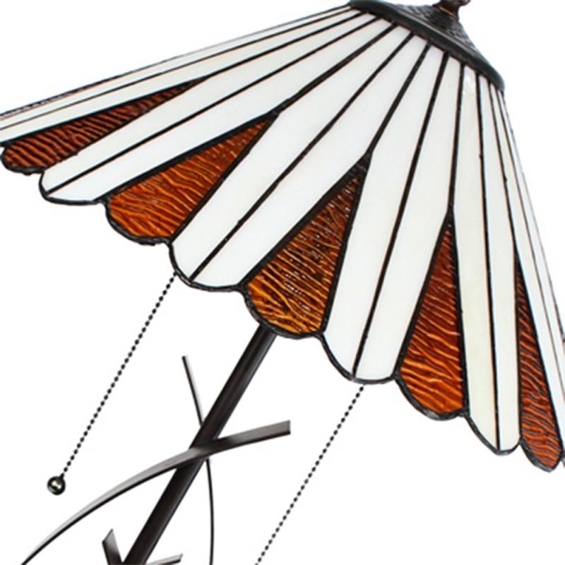 Clayre & Eef 5LL-6280 Tiffany Tafellamp Ø 41x69 Cm Beige Bruin Glas Rond Tiffany Bureaulamp