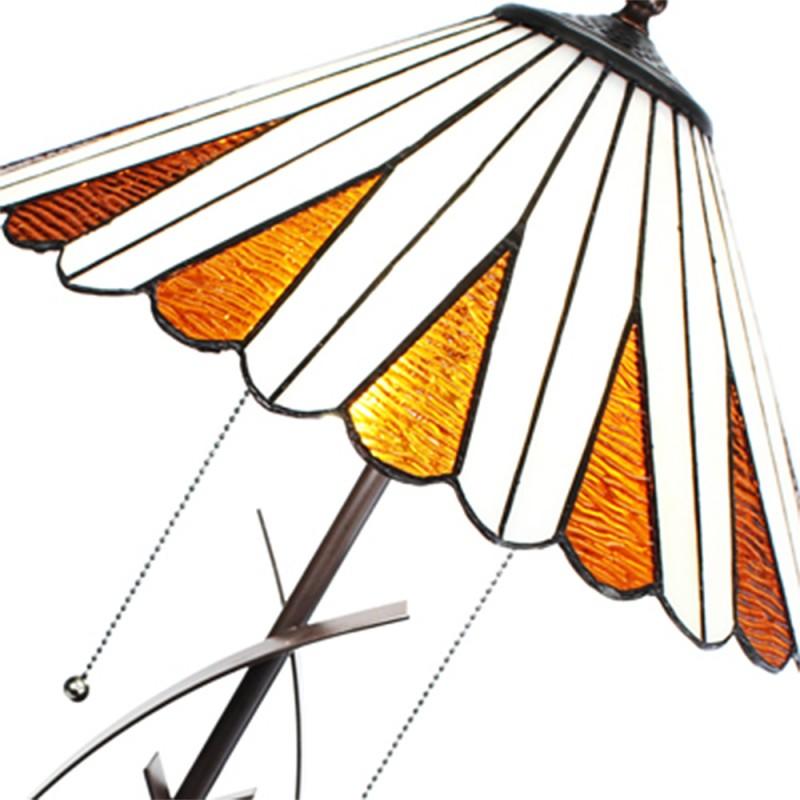 Clayre & Eef 5LL-6280 Tiffany Tafellamp Ø 41x69 Cm Beige Bruin Glas Rond Tiffany Bureaulamp