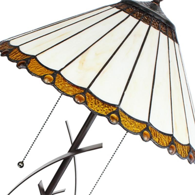 Clayre & Eef 5LL-6282 Tiffany Tafellamp Ø 41x69 Cm Beige Bruin Glas Rond Tiffany Bureaulamp