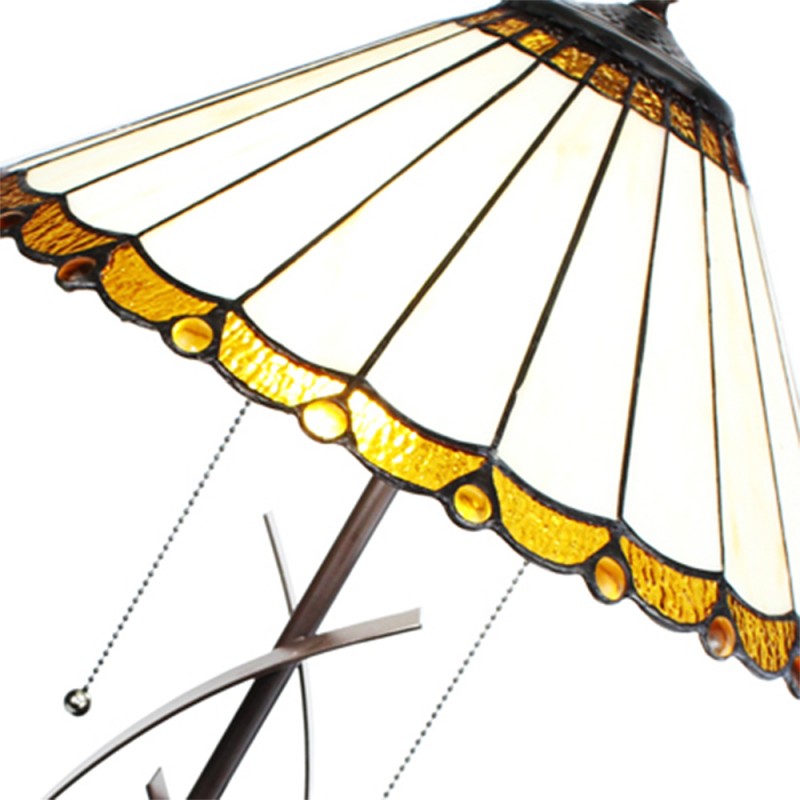 Clayre & Eef 5LL-6282 Tiffany Tafellamp Ø 41x69 Cm Beige Bruin Glas Rond Tiffany Bureaulamp