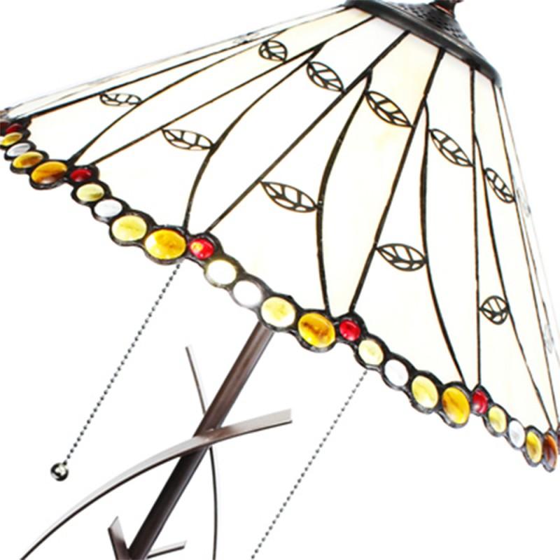 Clayre & Eef 5LL-6284 Tiffany Tafellamp Ø 41x68 Cm Beige Glas Rond Tiffany Bureaulamp