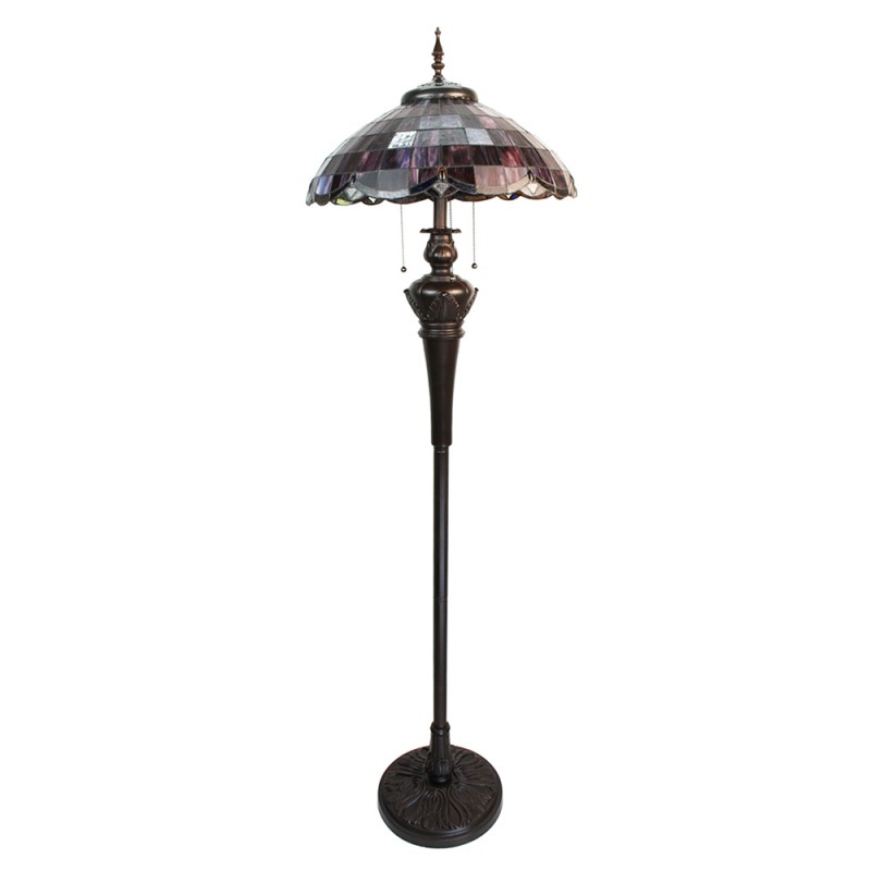 Clayre & Eef 5LL-6291 Tiffany Vloerlamp 166 Cm Rood Glas Staande Lamp
