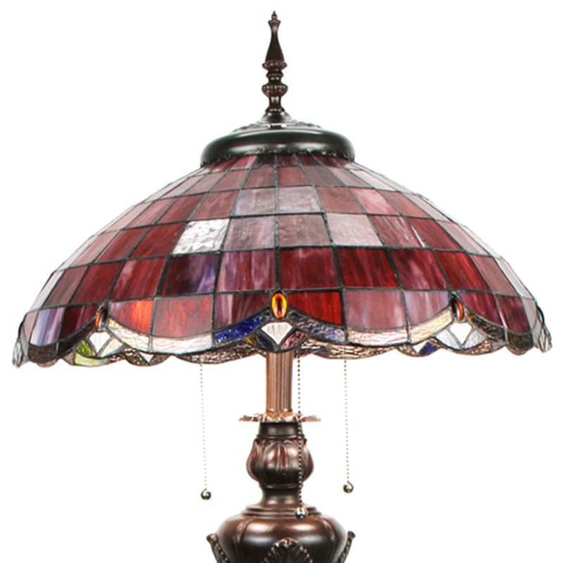 Clayre & Eef 5LL-6291 Tiffany Vloerlamp 166 Cm Rood Glas Staande Lamp